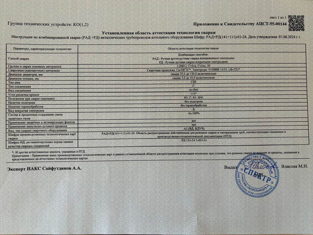 Область распространения аттестации НАКС